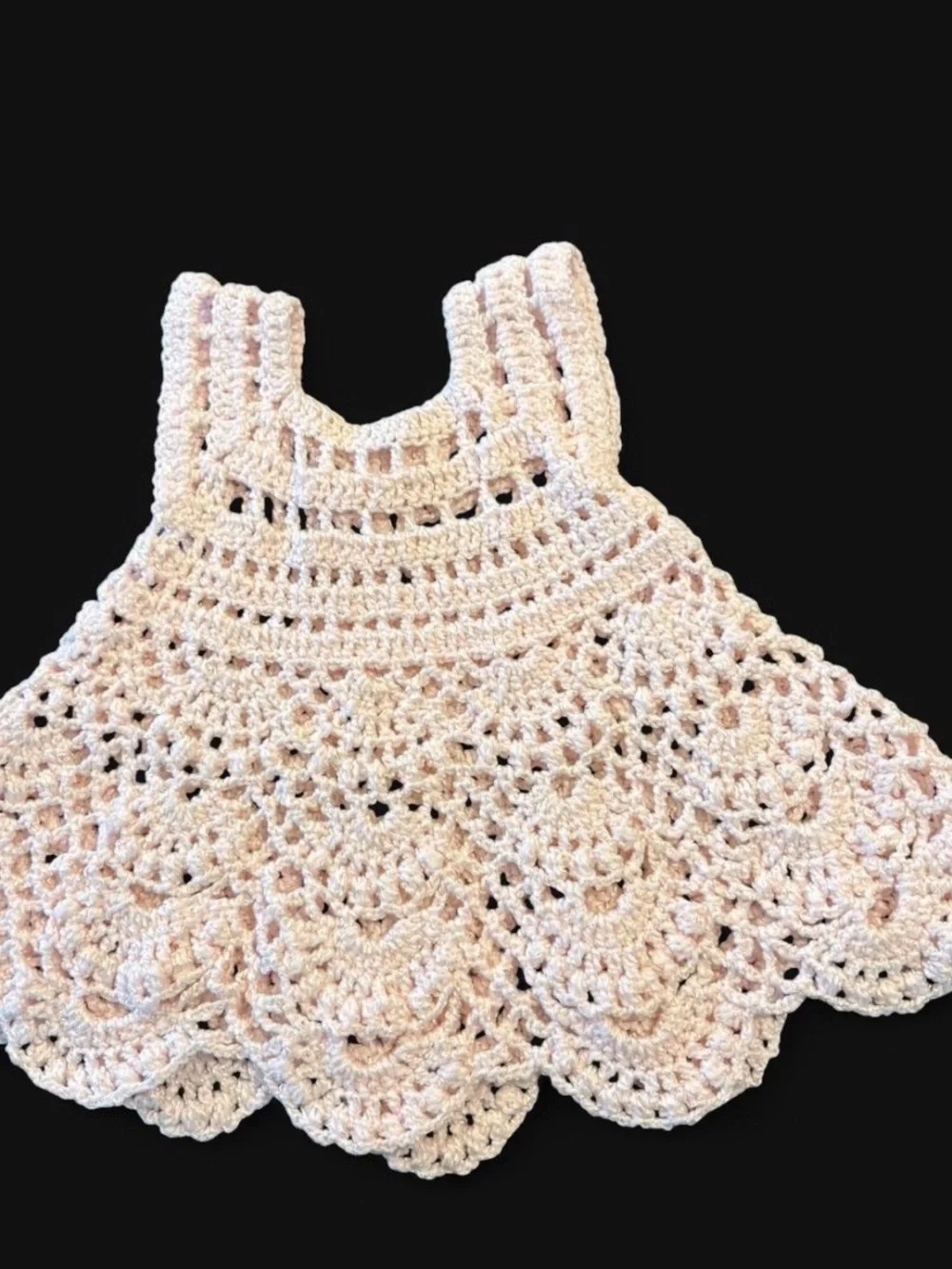 Handmade Crochet pastel pink Baby Dress Top